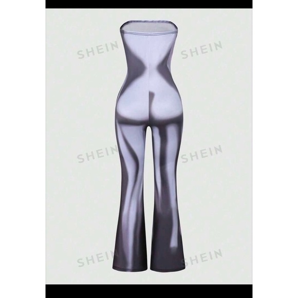 Pants - Blue/Blue Strapless Jumpsuit